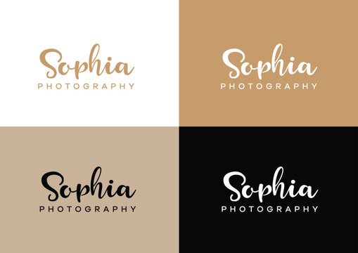 Sophia Photography Logo Design &ndash; Elegant Script Photographer Branding Template