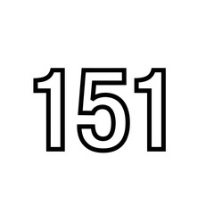 Naklejka premium Number 151 Bold Outline Font.