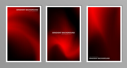 Obraz premium Set of abstract dynamic vertical background with blurred dark red gradient curves. Template of deep burgundy wavy A4 wallpaper for website page, advertising, printed brochure. Vibrant crimson backdrop