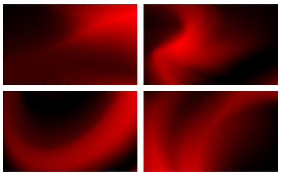 Set of bright red gradient backgrounds. Luxury vector deep crimson wallpapers with blurred gradient. Digital backdrops with wavy fluid texture for web or print cover banners, posters, flyers