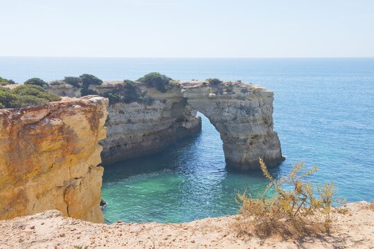 Rock cliff landscape Praia da Albandeira, Algarve, Potugal