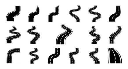 Collection of Black and White Road Illustrations.
