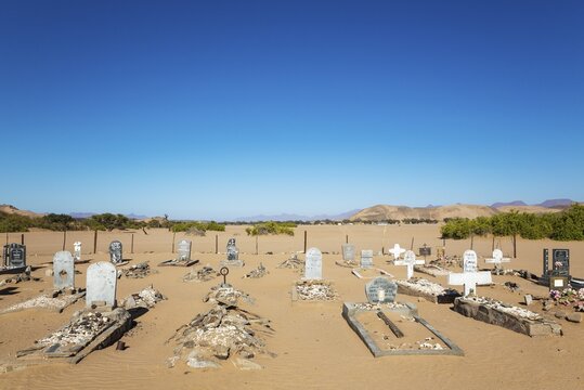 Cemetery at the remote De Riet settlement at the edge of the Aba-Huab river, Damaraland, Kunene Region, Namibia