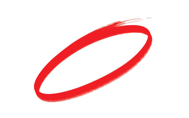 Hand-drawn red grunge oval circle vector mark for emphasis, highlighting, or selection, perfect for presentations, reports, and digital annotations