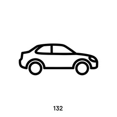 Fototapeta premium Simple line art icon of a sedan car.