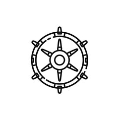 Obraz premium Simple Line Art Illustration of a Ships Wheel.