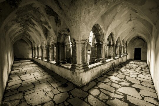 drearyness, Creepy Old Cloister, Muckross Abbey, Killarny, County Kerry, Ireland