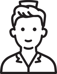 Obraz premium Hand Drawn Man as Nurse Black and White Avatar Illustration in Minimal Line Art Style Design