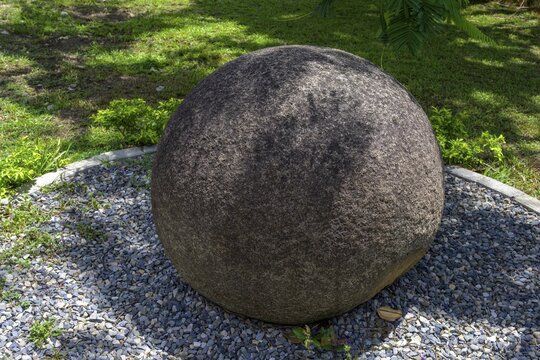 Stone sphere from the pre-Columbian period, Palmar Sur, Osa, Puntarenas Province, Costa Rica