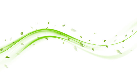 Naklejka premium Abstract wind swirl with fresh green leaves isolated on transparent background, ecology concept PNG