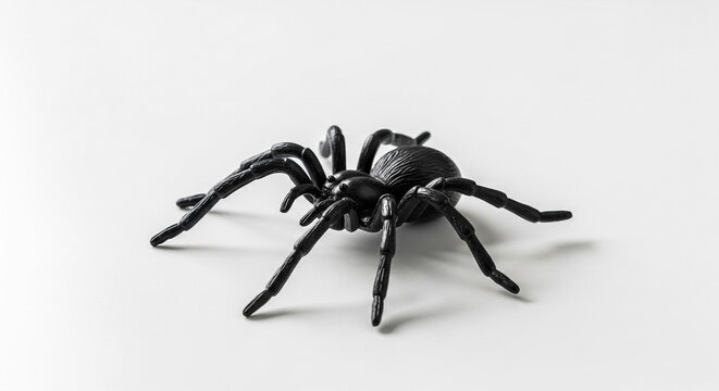April Fools prank concept with realistic fake spider toy isolated on white background