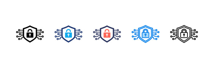 Fototapeta premium Cyber Security icon sheet multiple style collection