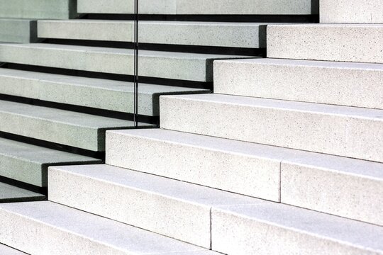 Stairs at the Hotel Hyatt Regency D&uuml;sseldorf at the Hafenspitze in the Media Harbour, D&uuml;sseldorf, North Rhine-Westphalia, Germany
