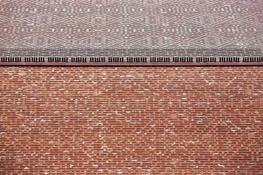 Brick fa&ccedil;ade, North Rhine-Westphalia State Archive, Inner Harbour, Duisburg, Ruhr Area, North Rhine-Westphalia, Germany