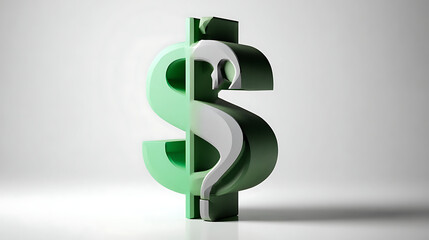 Obraz premium 3D Dollar Sign with Question Mark in Minimalist Style