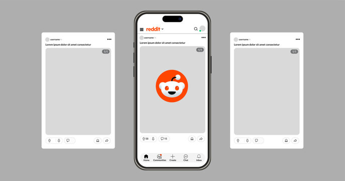 Reddit branding assets and mobile app visualization, integrated social media marketing kit, professional user interface elements for the Reddit platform