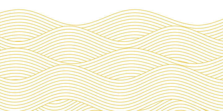 Yellow instant noodle, pasta and spaghetti texture with geometric wavy lines. Ramen, pasta vector pattern.