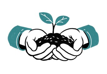 Manos de persona sosteniendo una plantita nueva. Representa el concepto de sostenibilidad.