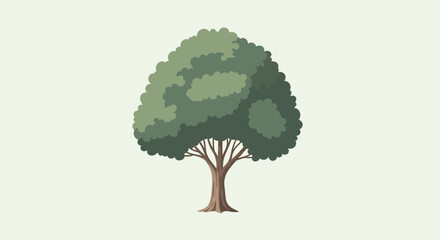 A single green tree with a brown trunk and branches. © dailystock