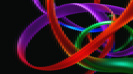 Vibrant colorful neon light trails swirling in dynamic motion against black background © Syedimtiaz