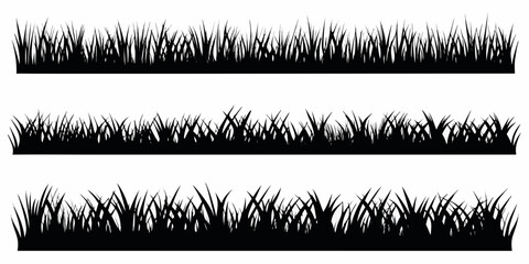 Three rows of silhouetted grass against a white background © Ganesh