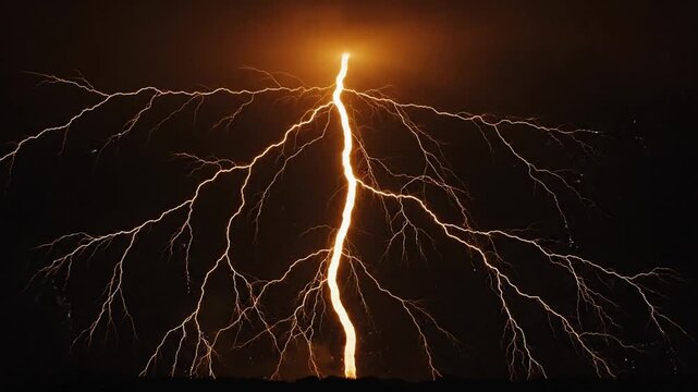 Electricity in the dark stormy night sky.