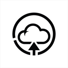 Outline icon showing cloud data upload within a circular arrow.