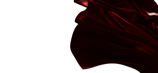 Luxurious burgundy fabric wave against a white background, perfect for adding elegance and...