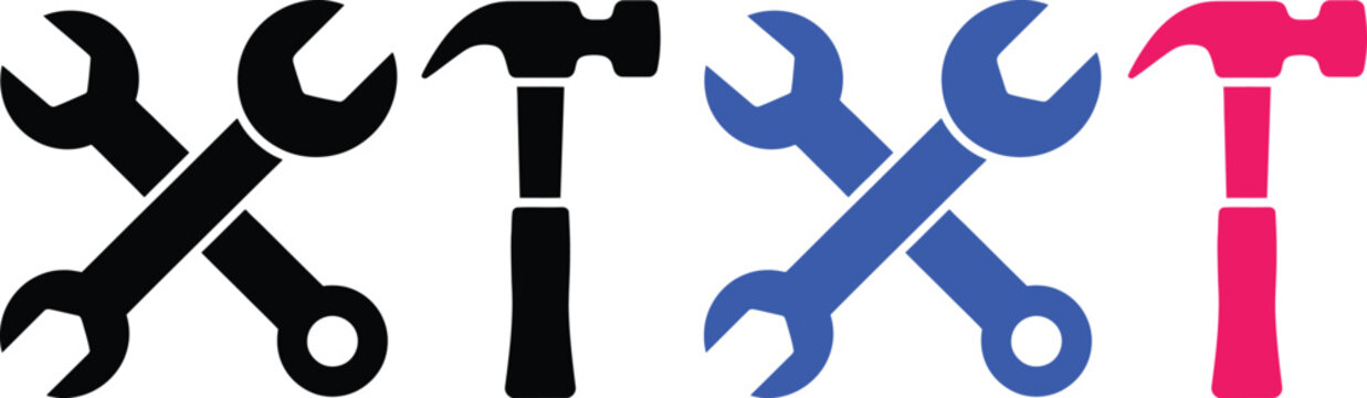 Creative logo design combining wrenches and hammers with stylized text