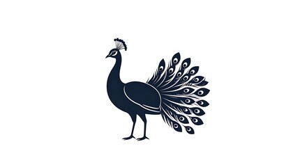 Fototapeta premium Elegant Peacock Silhouette - A Graceful Display of Feathers.