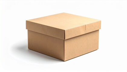 Simple Kraft Box Product Mockup on White Background Perfect for Branding and Packaging Presentations.