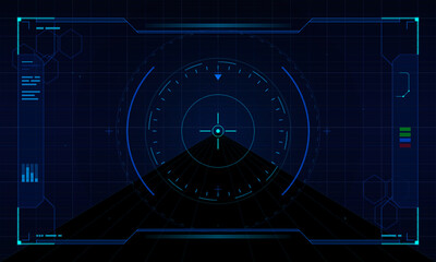 Fototapeta premium Futuristic digital heads-up display interface featuring a central