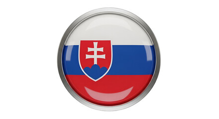 Fototapeta premium Round glossy button with Slovakian flag emblem in red white and blue