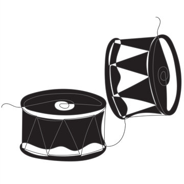continuous line drawing traditional Bengali dhak drum minimalist one line vector