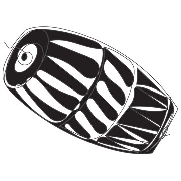 continuous line drawing traditional Bengali dhak drum minimalist one line vector