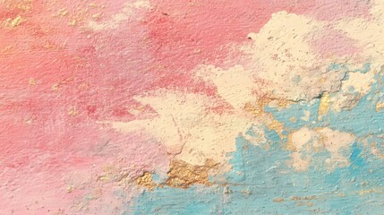 A textured surface featuring soft pink and blue hues, blended with subtle gold accents, ideal for backgrounds in digital art, graphics, or artistic projects, It evokes calmness and creativity,