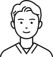 Obraz premium Hand Drawn Man as Nurse Black and White Avatar Illustration in Minimal Line Art Style Design