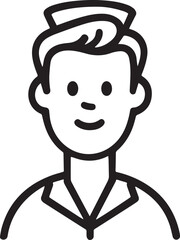 Obraz premium Hand Drawn Man as Nurse Black and White Avatar Illustration in Minimal Line Art Style Design