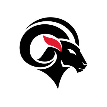 Stylized ram head mascot logo in bold orange and navy blue colors, featuring curved horns and a strong geometric design. Modern animal emblem ideal for sports teams, branding, esports, agriculture, zo