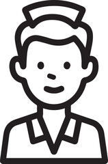 Fototapeta premium Hand Drawn Man as Nurse Black and White Avatar Illustration in Minimal Line Art Style Design
