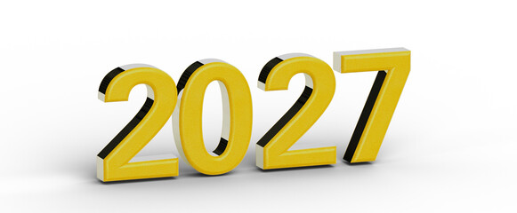 3D rendered illustration of the year 2027 in yellow and black. Perfect for New Year greetings, business presentations, © vegefox.com