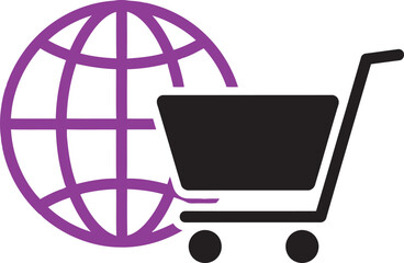 Purple globe with shopping cart black © Riadul