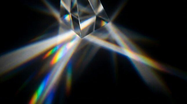 Colorful rainbow prism light dispersion on dark background