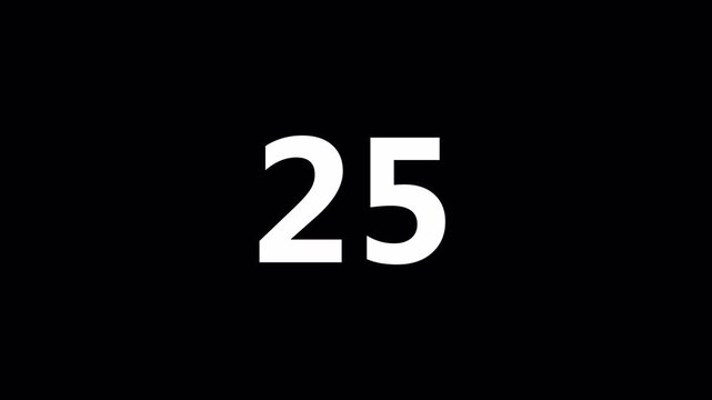 30 seconds countdown timer with transparent background, thirty seconds count from 30 to 0 in 4k.