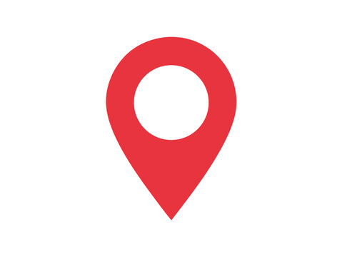 ​A professional red location pin vector icon with a circular cutout is isolated on transparent background to provide a versatile design element for map navigation and digital interface projects.