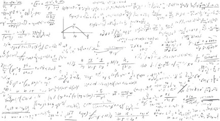 Handwritten complex mathematical equations and formulas with a graph on a white background mathematics