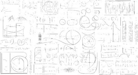 Hand drawn geometric shapes and mathematical formulas on white background mathematics geometry science