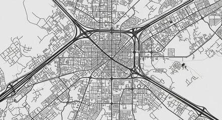 Obraz premium Detailed overhead view of a citys intricate road network.