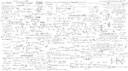 Plakat Handwritten mathematical equations and graphs on a white background mathematics formulas 1 calculus algebra