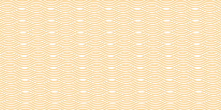Yellow instant noodle, pasta and spaghetti texture with geometric wavy lines. Ramen, pasta vector pattern. Background abstract food illustration
